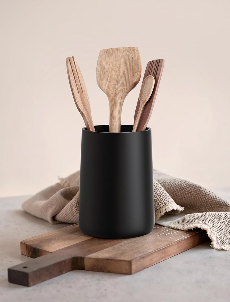 IVE Design Utensil Holder – 7" Tall x 5.2" Diameter Kitchen Utensil Organizer for Countertop (Matte Black, 1 Pack) - Image 4